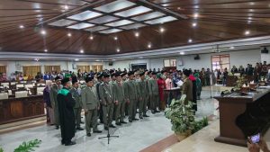 Pelantikan 50 anggota dewan DPRD Jepara berlangsung dalam rapat paripurna pada Selasa (13/8/2024) di Ruang Graha Paripurna Gedung DPRD Jepara