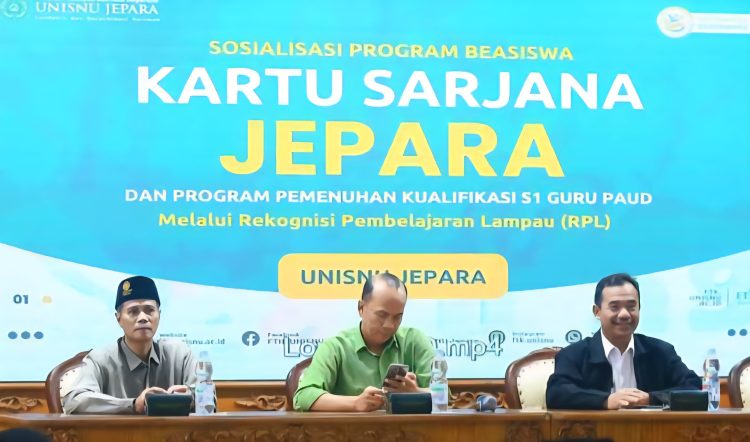 Sosialisasi program beasiswa kartu sarjana Jepara di UNISNU Jepara beberapa waktu lalu (foto: suarabaru.id)