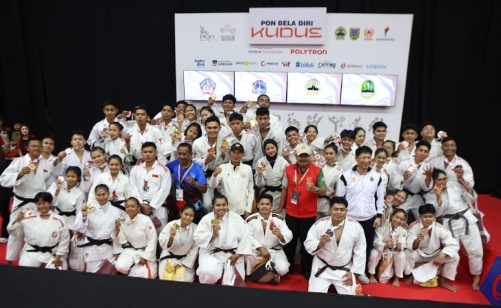 Para peraih medali dalam cabang olahraga judo pada PON Bela Diri Kudus 2025 (dok. Foto PON Bela Diri Kudus 2025)